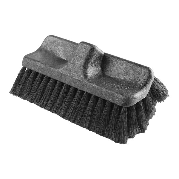 A Libman black deck scrub brush head with long, flagged bristles.