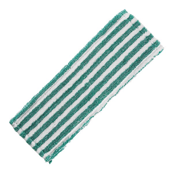 A green and white striped Libman microfiber mop pad.