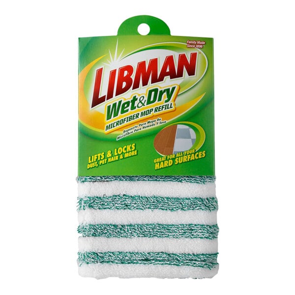 A white and green Libman microfiber floor mop pad.