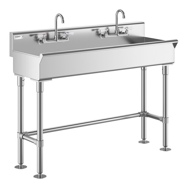 Regency 48" x 17 1/2" Hand Sink with (2) 8" Center Faucets