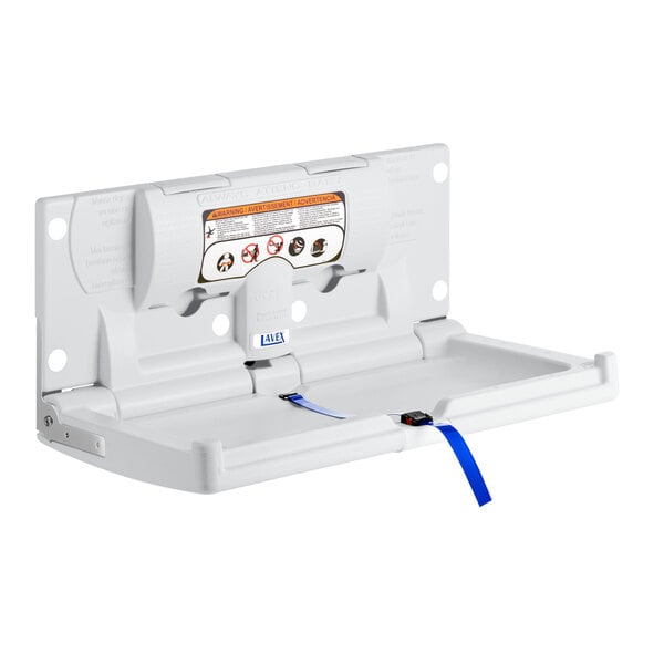 A gray plastic baby changing table.