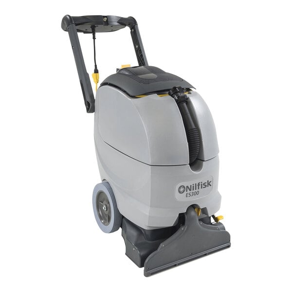 An Advance ES300 carpet extractor in grey and black with wheels and a handle.