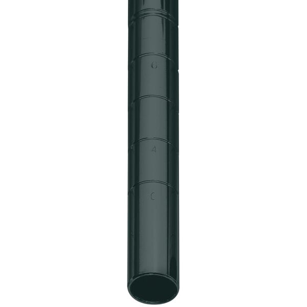 A black pipe with black lines and numbers on it.