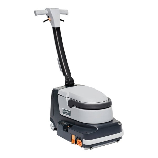 An Advance SC250 floor scrubber with a black and white handle.