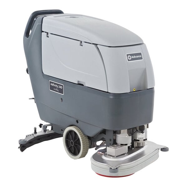 An Advance Adfinity X24D floor scrubber machine on wheels.