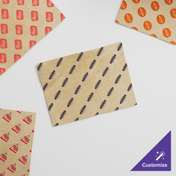 A customizable natural kraft basket liner or deli wrap sheet.