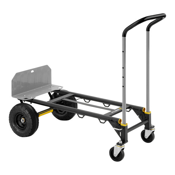 A black and yellow Gorilla steel hand truck and cart with black wheels.