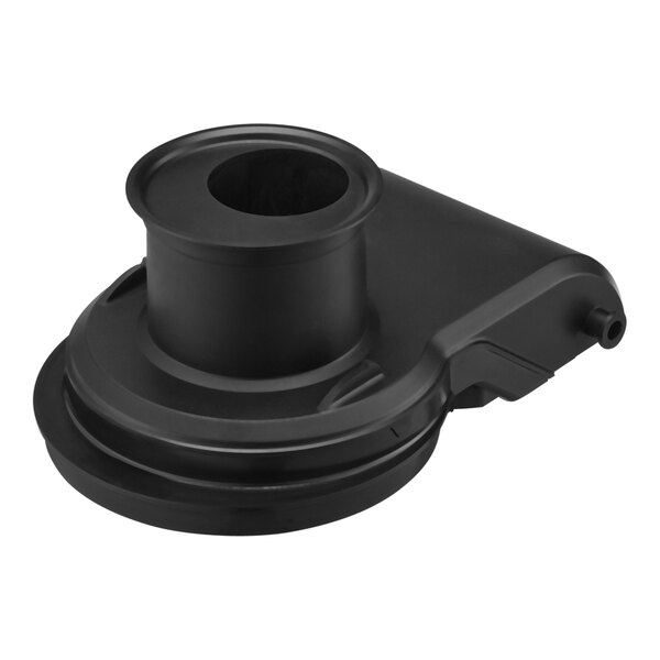 A black plastic Waring lid with a hole.