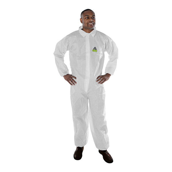 A man in Cordova white protective coveralls.