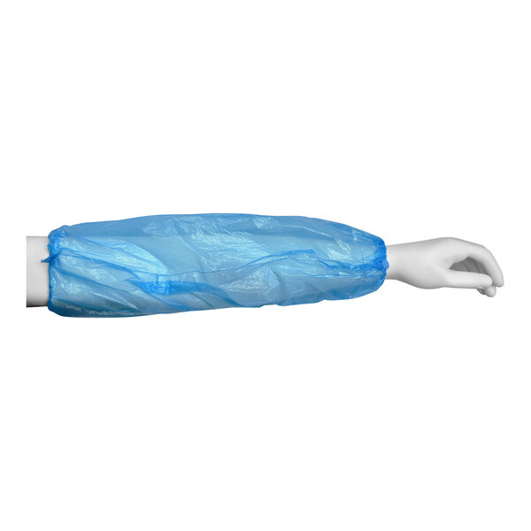 A blue plastic Cordova polyethylene sleeve on a white background.