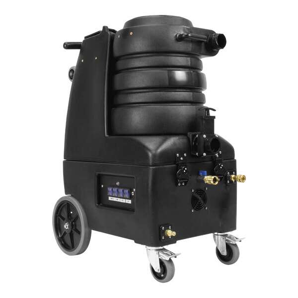 A black Mytee Breeze carpet extractor with wheels.