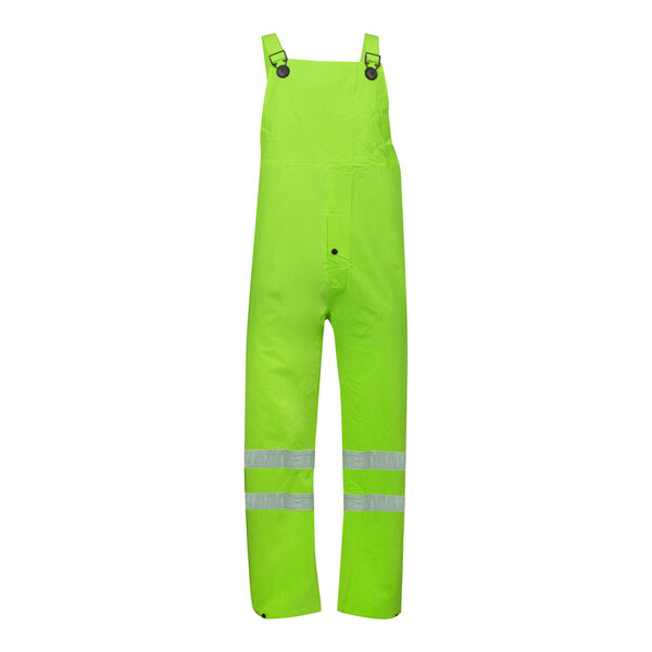 A Cordova Riptide hi-vis lime rainsuit with reflective stripes.