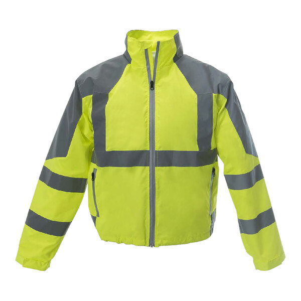 A yellow and grey Cordova Reptyle Type R windbreaker with reflective tape.