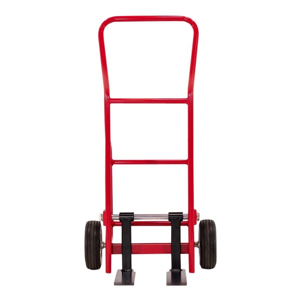 A red Valley Craft steel hand truck with flat forks and black wheels.