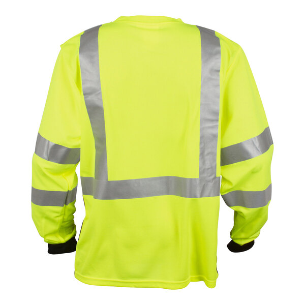 A Cordova hi-vis lime safety shirt with reflective tape and a black front panel.