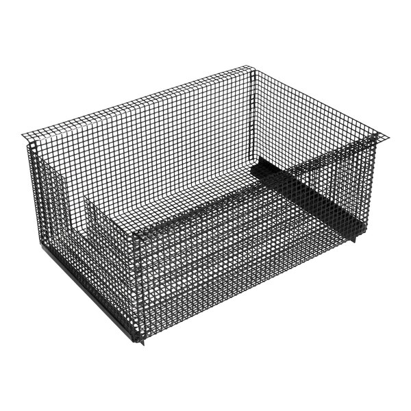 A black wire mesh cage for a Garland convection motor.