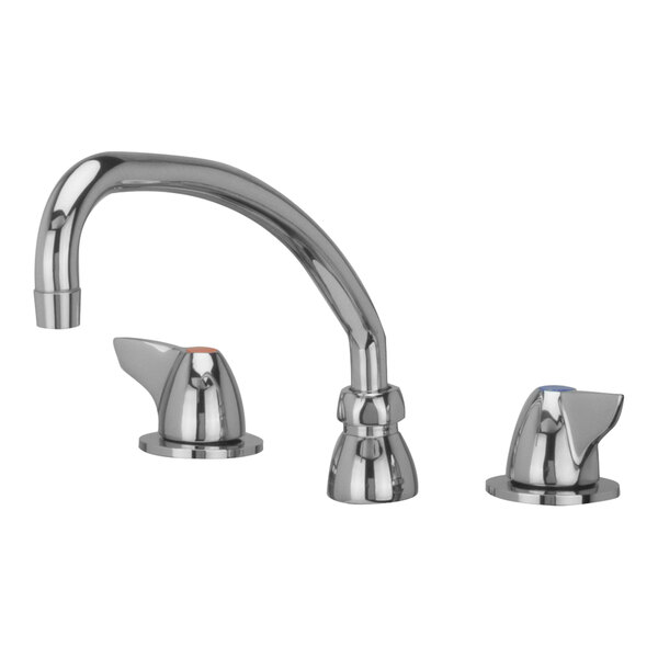 Two Zurn Elkay deck-mount faucets with dome lever handles.