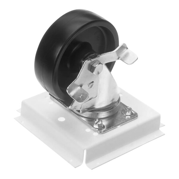 A Federal Industries swivel plate caster with a black and white rubber wheel.