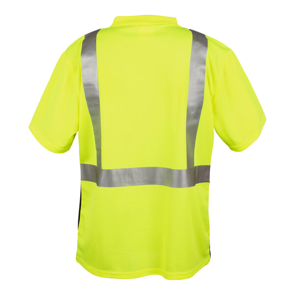 A yellow Cordova safety shirt with black front panel and reflective stripes.