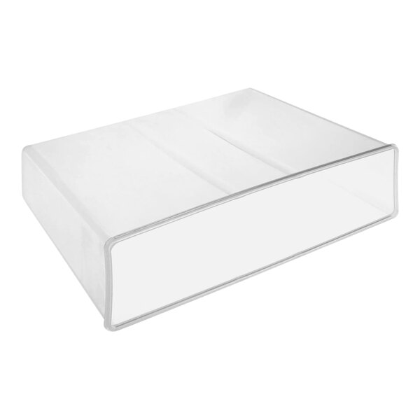 A clear rectangular plastic bowl with a white lid.