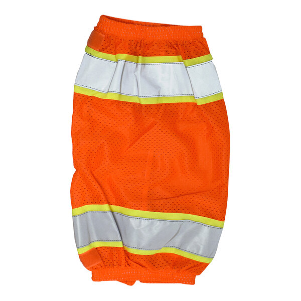 Cordova Class E Hi-Vis Orange Mesh Leg Gaiters with Two-Tone Reflective Tape on a white background.