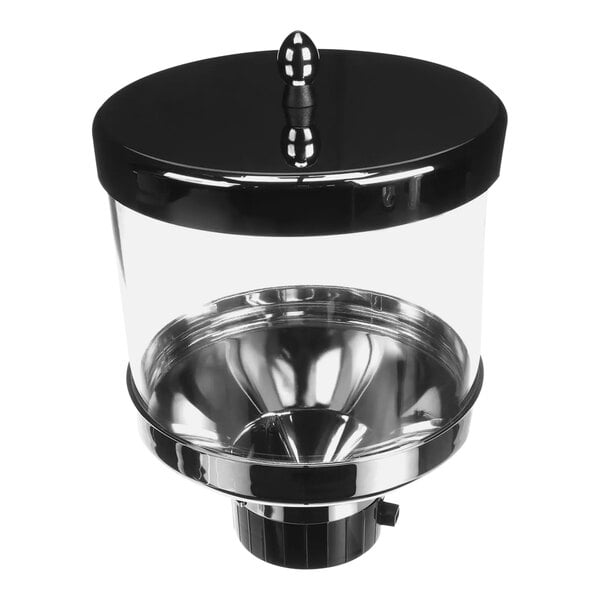 A clear container with a black lid for a Schaerer coffee machine.