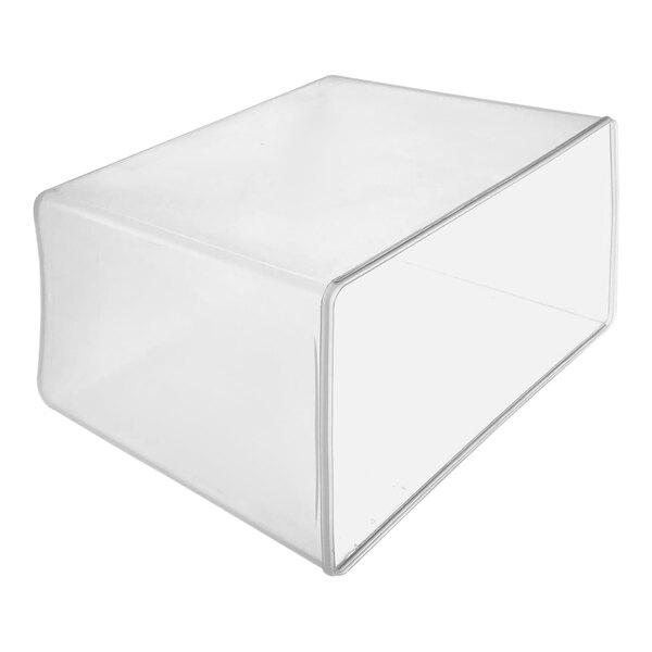 A clear plastic box with a clear lid containing a Grindmaster 18 liter bowl.