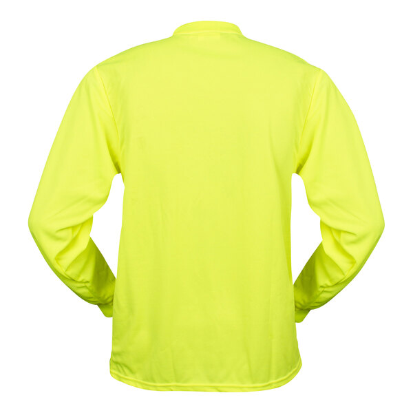 A yellow Cordova long sleeve safety shirt with mesh.
