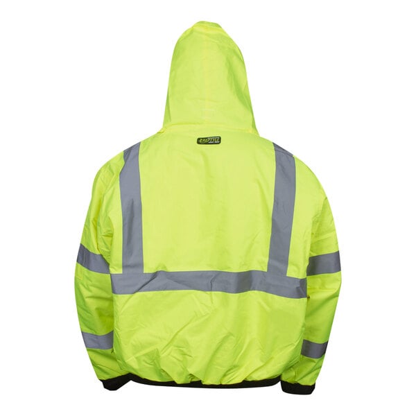 A Cordova Hi-Vis yellow jacket with grey reflective stripes.