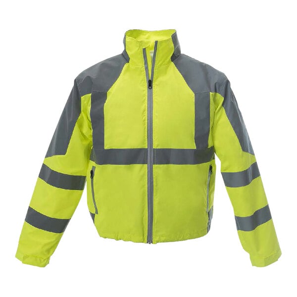 A yellow and grey Cordova Reptyle Type R windbreaker with reflective tape.