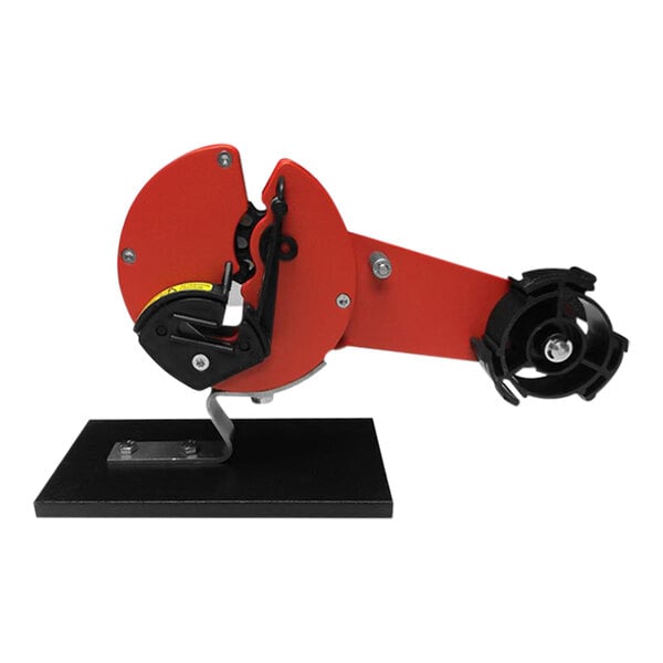 A red and black Sealer Sales bag tape sealer machine.