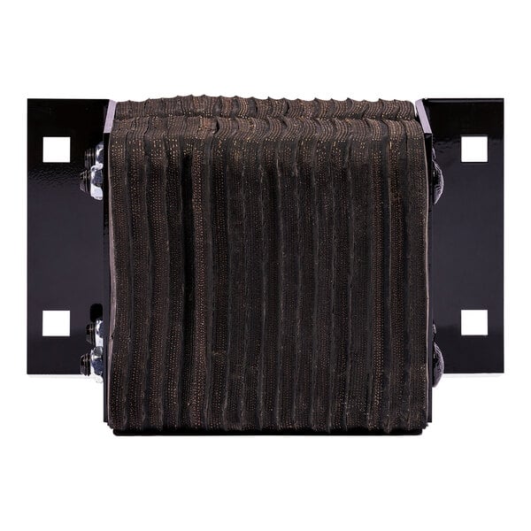 A black metal Dock Bumper with a metal plate.