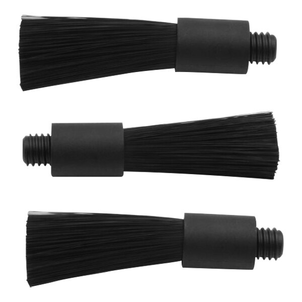 Three black Rhino Coffee Gear brushes with black bristles.