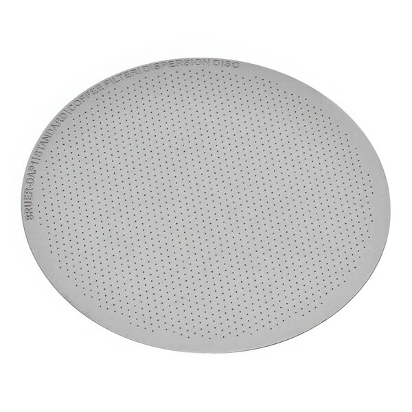 A circular metal Bruer filter dispersion disc with holes.