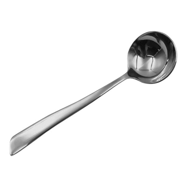 A Rhino Coffee Gear stainless steel cupping spoon with a long handle.