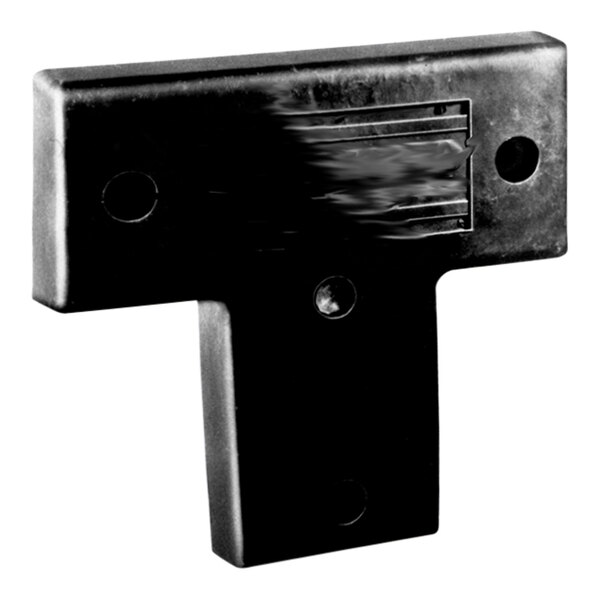 A black plastic Molded Rubber Dock Bumper with holes.