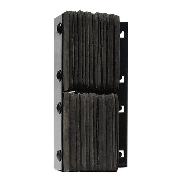 A black rectangular dock bumper with black rubber pads on one side.