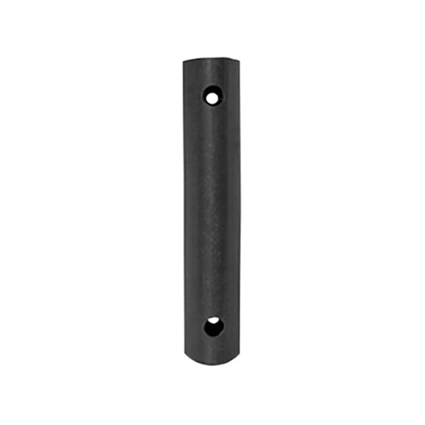 A black metal extruded wall guard with holes on the end.