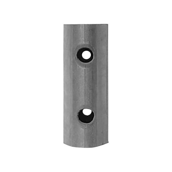 A metal bracket for a Durable Extruded Wall Guard with two holes.