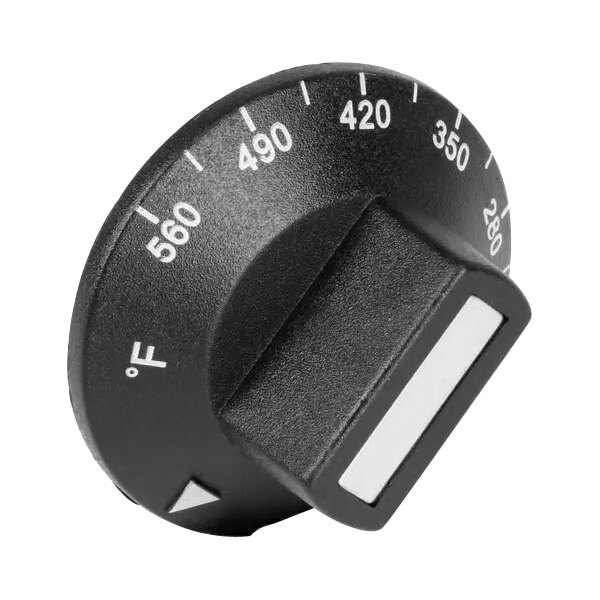 A black Cecilware knob with white numbers.