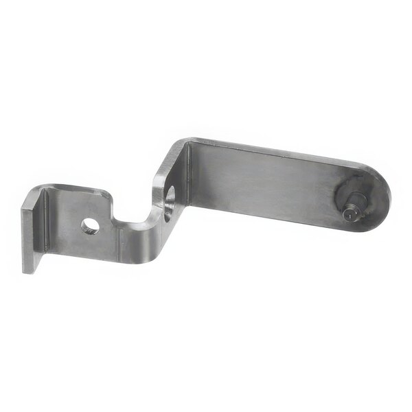 A stainless steel Hoshizaki right hand door hinge bracket with holes.