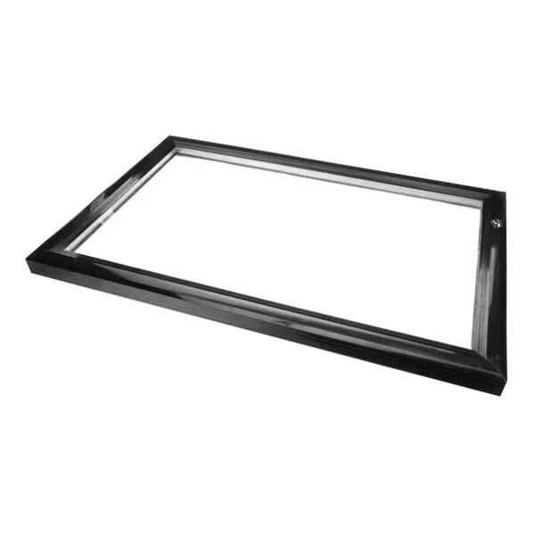 A black rectangular glass door assembly frame.