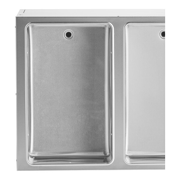 A ServIt sealed well electric steam table with two holes in a metal pan.