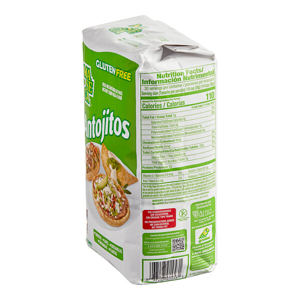 A green and white package of Maseca Antojitos Corn Masa Flour.