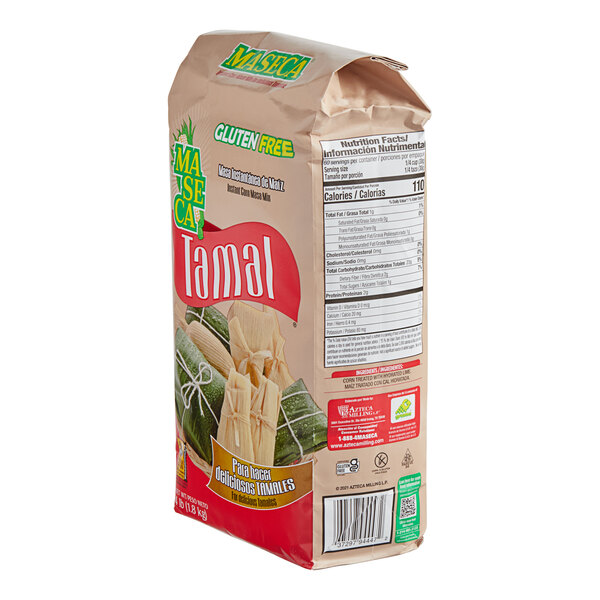 A package of Maseca Tamal Corn Masa Flour with a label.