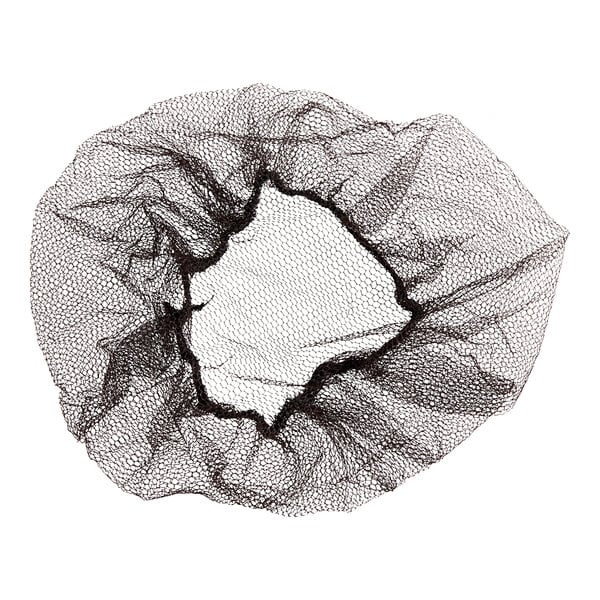 A brown nylon hairnet with a hole in it.