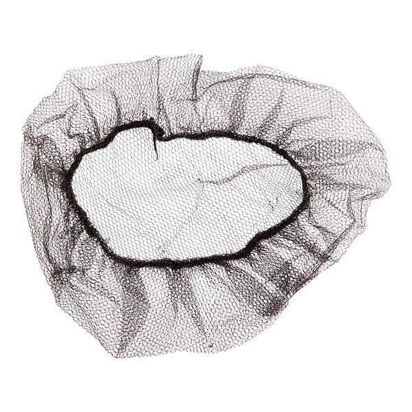 A brown nylon hairnet cap with a black net on top.