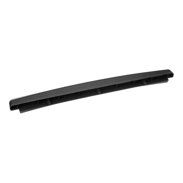A black plastic rectangular object with holes and a screw.