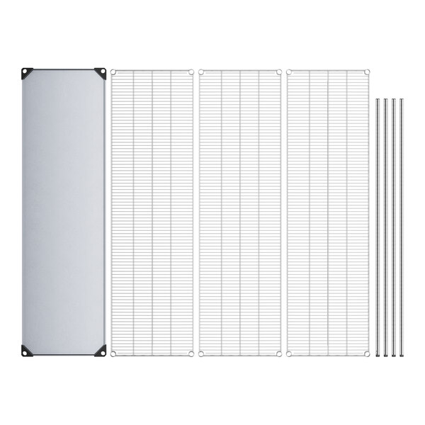A white rectangular grid with metal rods.