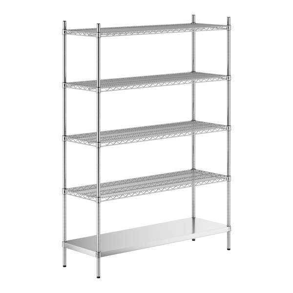 A stainless steel wire shelf kit with 5 shelves.